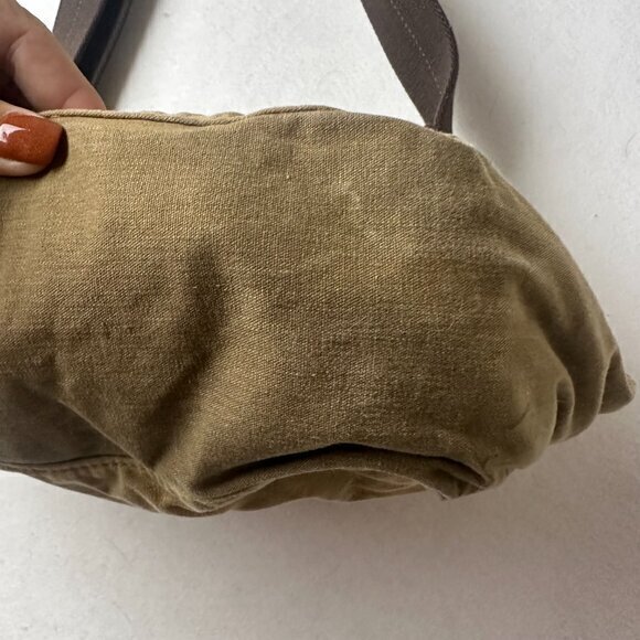 Fossil Messenger Bag Cloth Canvas Leather Accent Brown Crossbody duffle manpurse - Picture 4 of 9